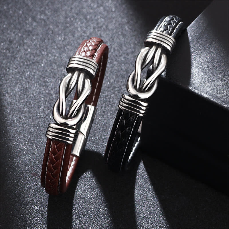 Wear FengShui Fashion Titanium Steel Leather Strengthen Bracelet