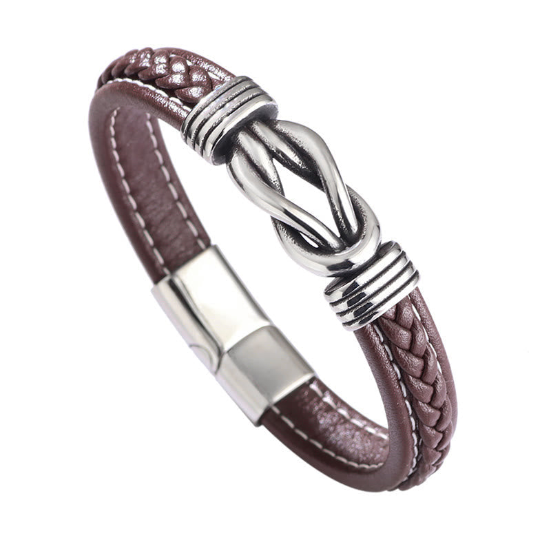 Wear FengShui Fashion Titanium Steel Leather Strengthen Bracelet