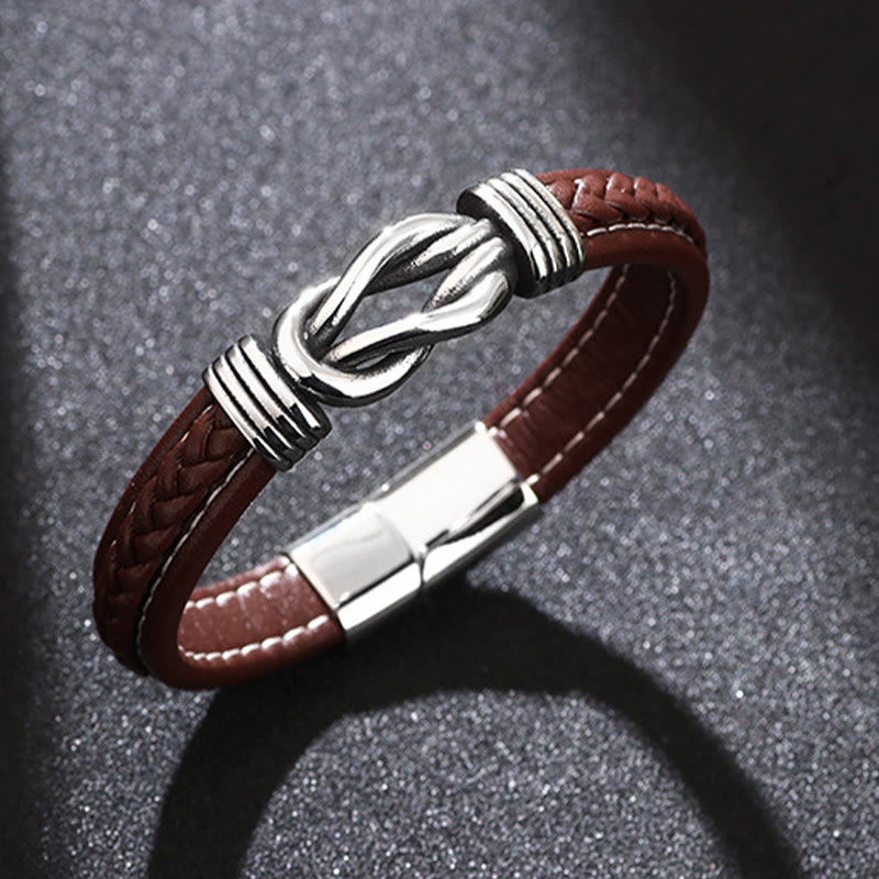 Wear FengShui Fashion Titanium Steel Leather Strengthen Bracelet