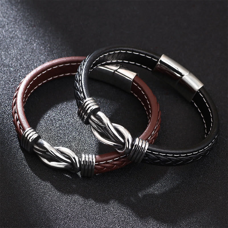 Wear FengShui Fashion Titanium Steel Leather Strengthen Bracelet