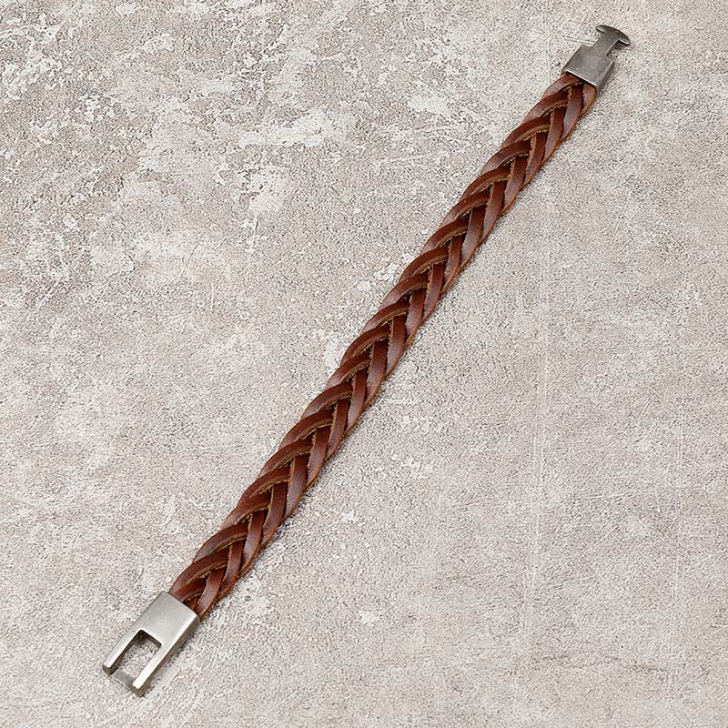 Wear FengShui Vintage Leather Braided Buckle Strength Bracelet