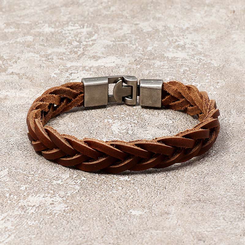 Wear FengShui Vintage Leather Braided Buckle Strength Bracelet