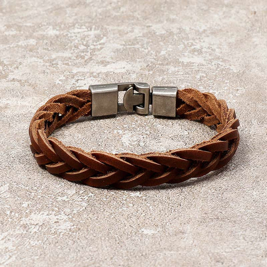 Wear FengShui Vintage Leather Braided Buckle Strength Bracelet