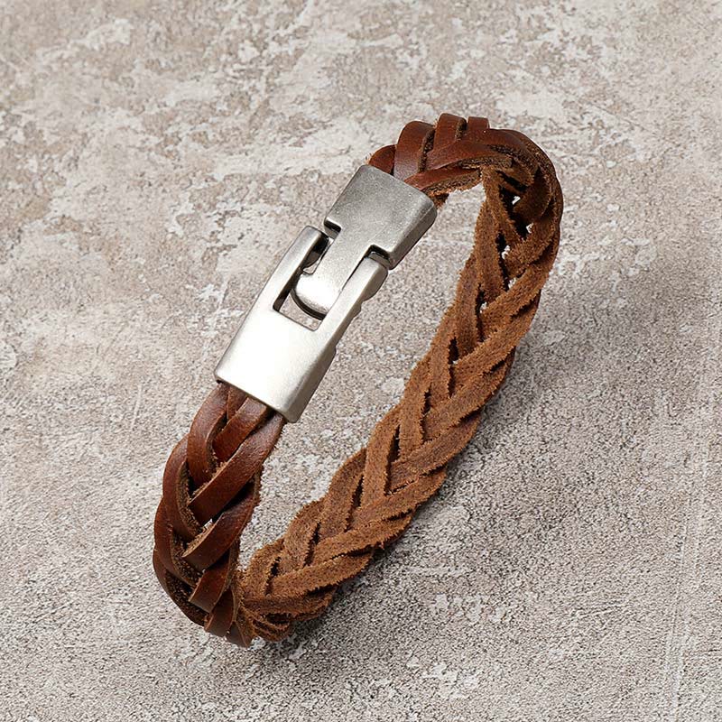 Wear FengShui Vintage Leather Braided Buckle Strength Bracelet