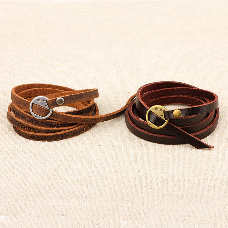 Wear FengShui Vintage Multi-layer Leather Buckle Confidence Bracelet