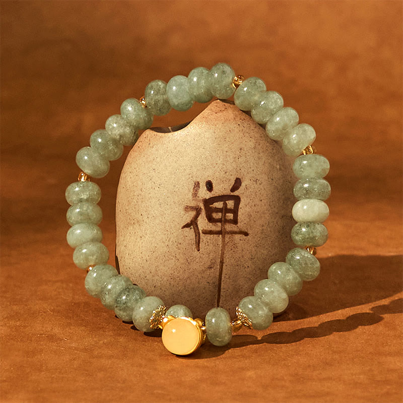 Wear FengShui Strawberry Quartz Cyan Jade Lucky Cat Beads Healing Bracelet