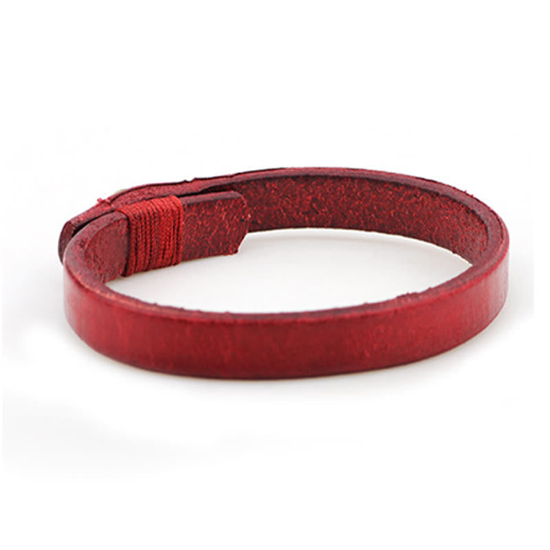 Wear FengShui Vintage Plain Leather Button Buckle Confidence Bracelet