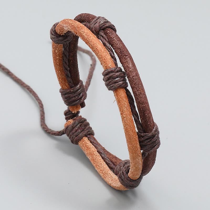 Wear FengShui Vintage Leather Hand-woven Hemp Rope Strength Bracelet