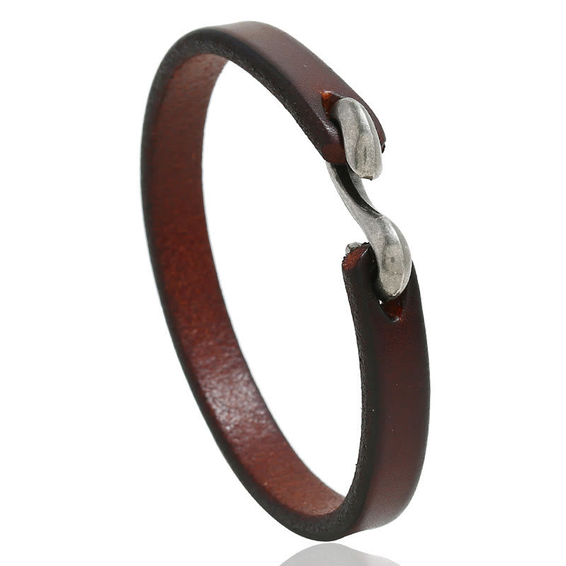 Wear FengShui Vintage Leather Plain Strength Buckle Bracelet