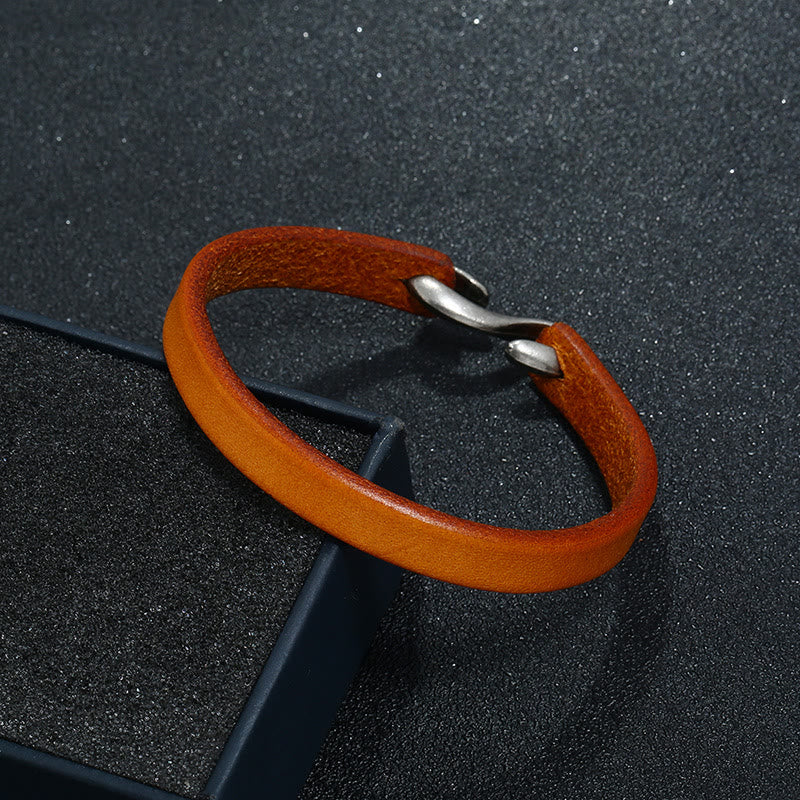 Wear FengShui Vintage Leather Plain Strength Buckle Bracelet