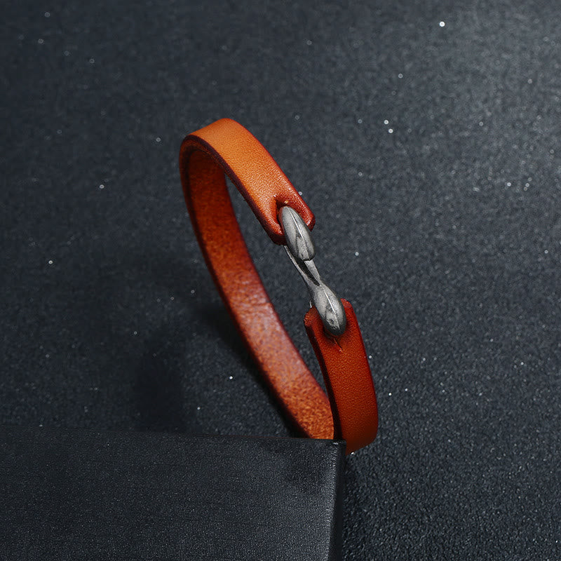 Wear FengShui Vintage Leather Plain Strength Buckle Bracelet