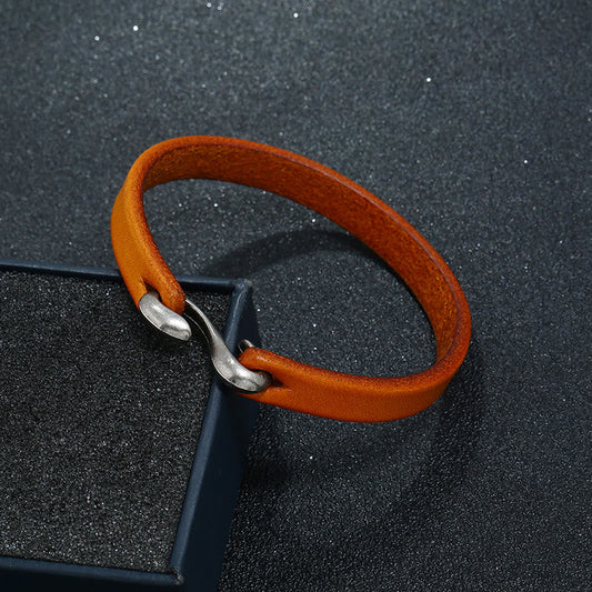 Wear FengShui Vintage Leather Plain Strength Buckle Bracelet