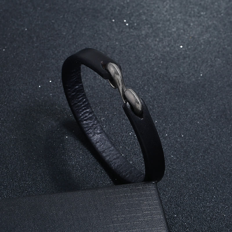 Wear FengShui Vintage Leather Plain Strength Buckle Bracelet