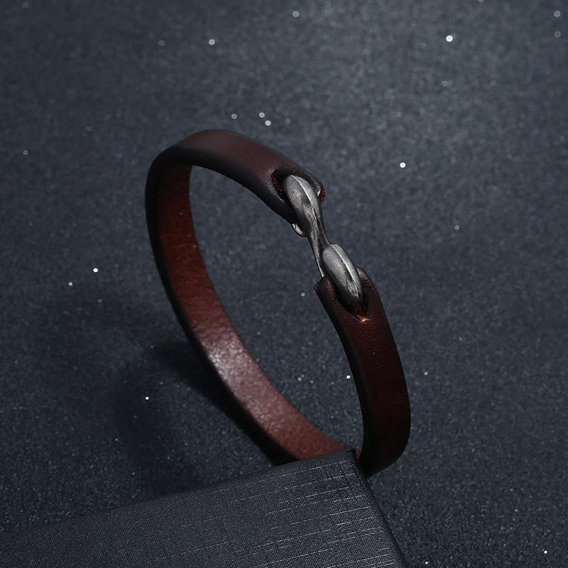 Wear FengShui Vintage Leather Plain Strength Buckle Bracelet