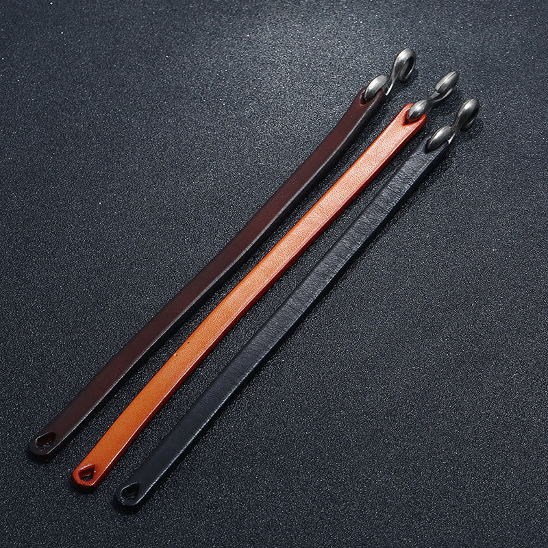 Wear FengShui Vintage Leather Plain Strength Buckle Bracelet