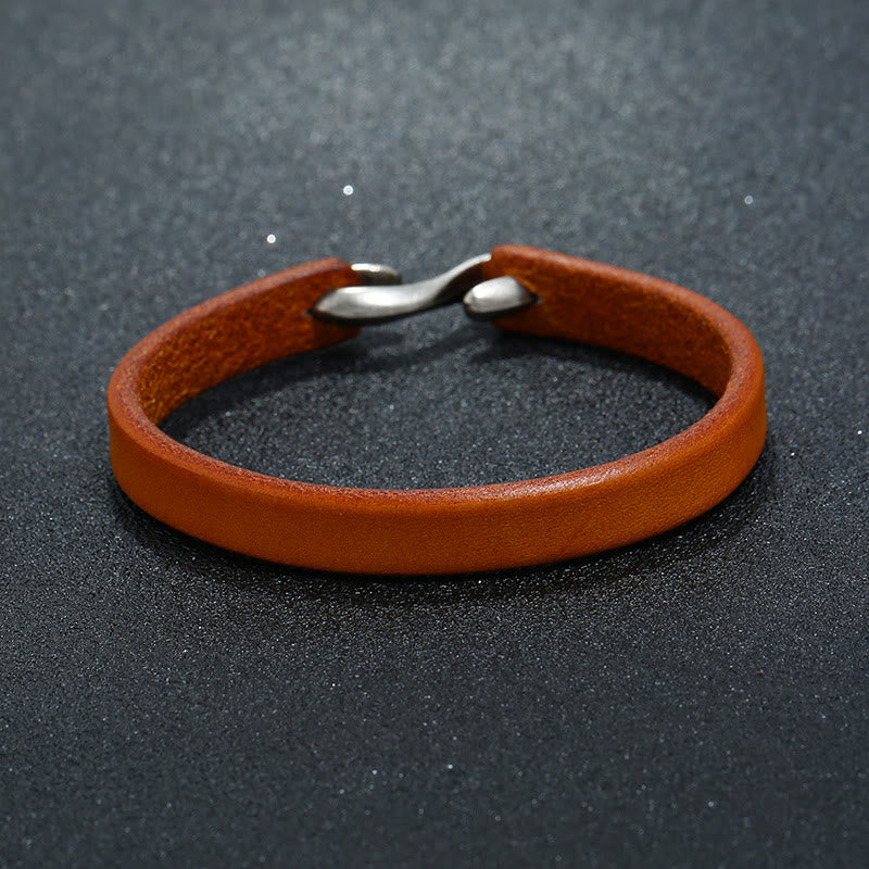 Wear FengShui Vintage Leather Plain Strength Buckle Bracelet