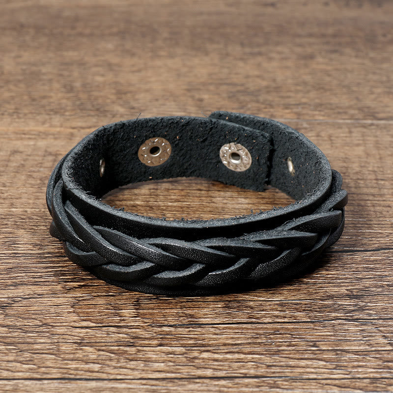 Wear FengShui Vintage Weaving Leather Adjustable Buckle Strengthen Bracelet