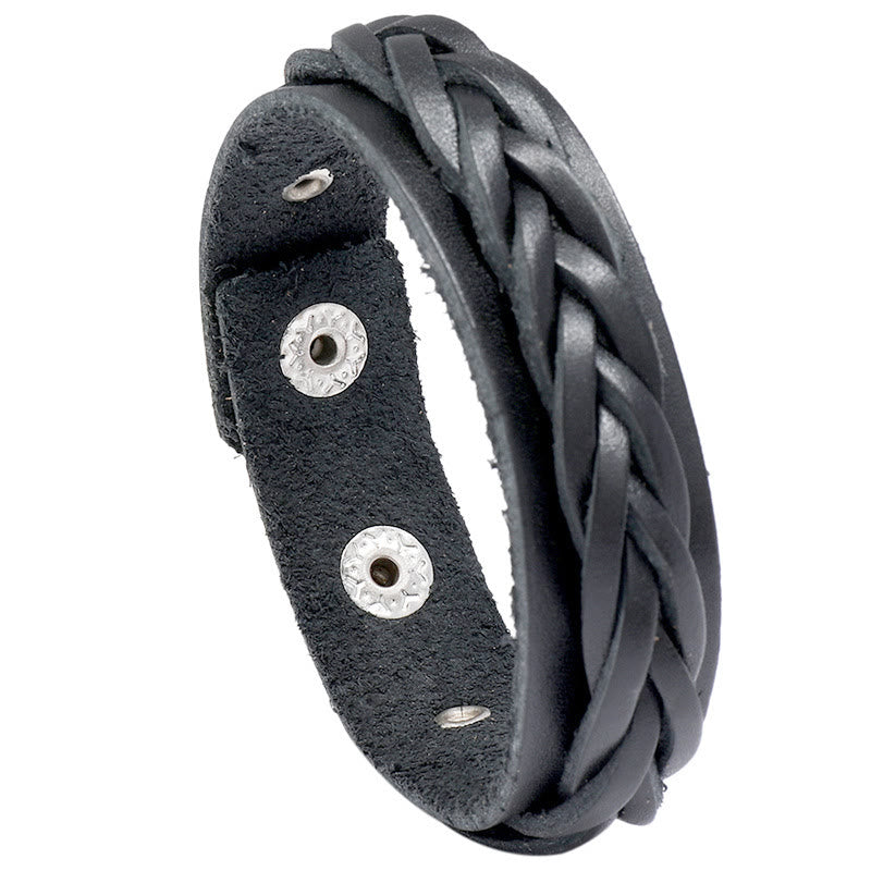 Wear FengShui Vintage Weaving Leather Adjustable Buckle Strengthen Bracelet