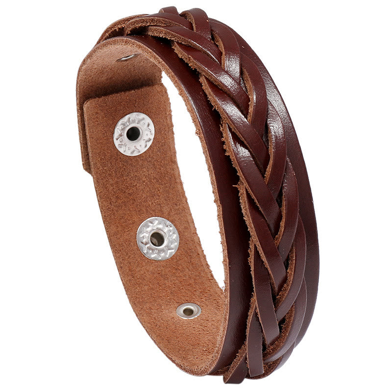 Wear FengShui Vintage Weaving Leather Adjustable Buckle Strengthen Bracelet