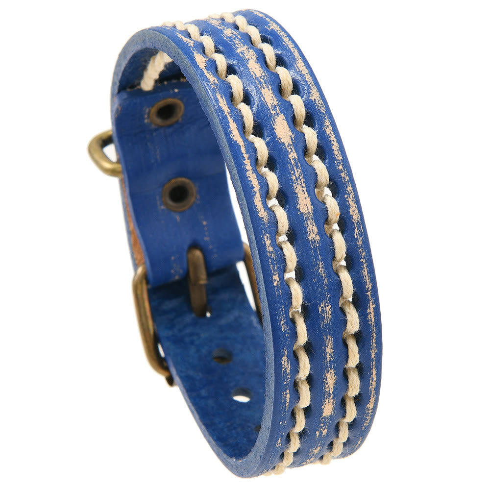 Wear FengShui Vintage Leather Adjustable Buckle Strengthen Bracelet