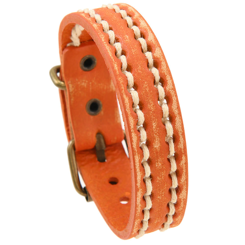 Wear FengShui Vintage Leather Adjustable Buckle Strengthen Bracelet