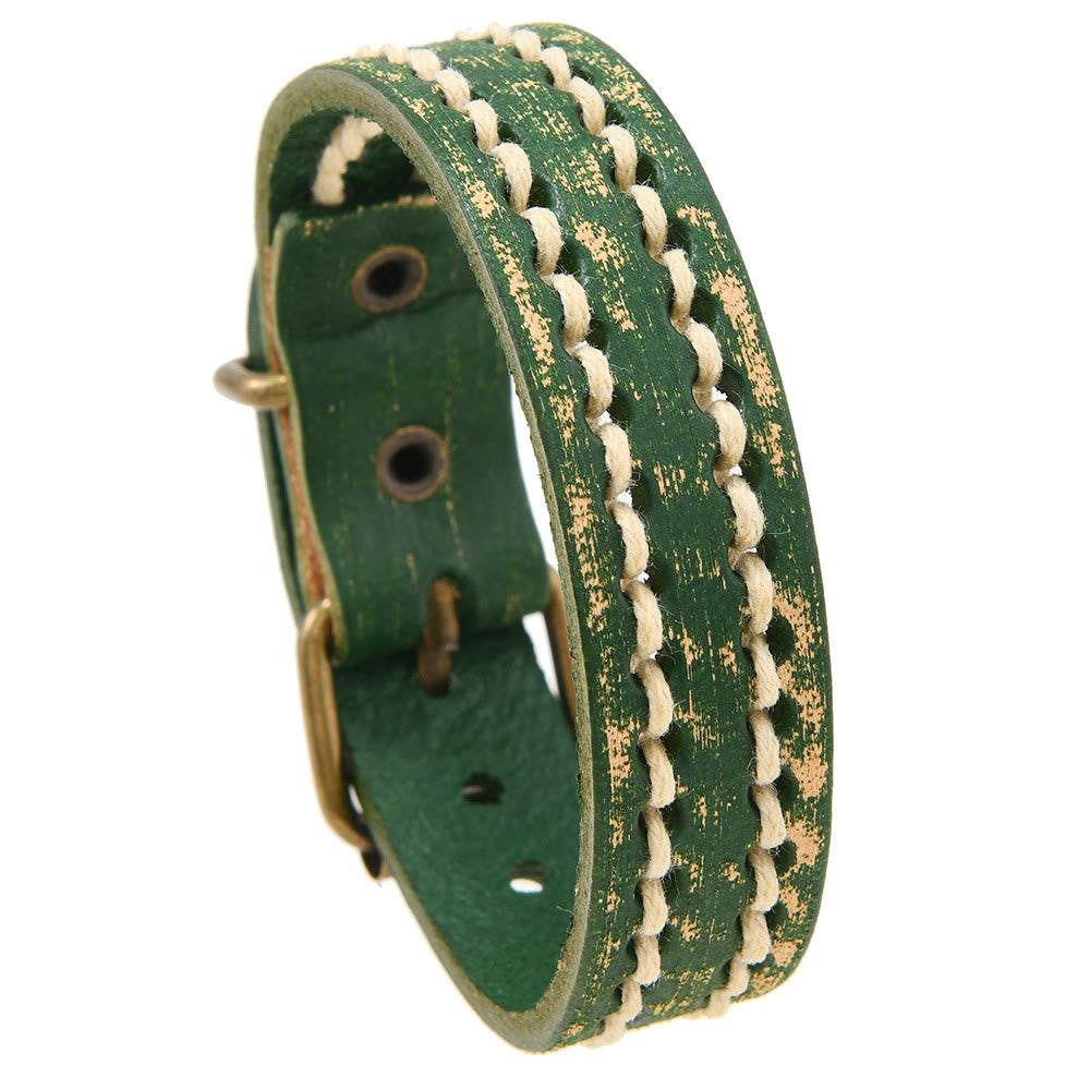 Wear FengShui Vintage Leather Adjustable Buckle Strengthen Bracelet