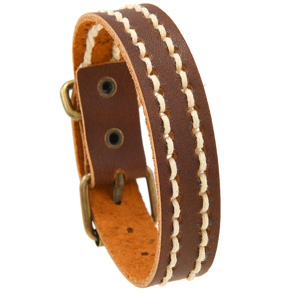 Wear FengShui Vintage Leather Adjustable Buckle Strengthen Bracelet