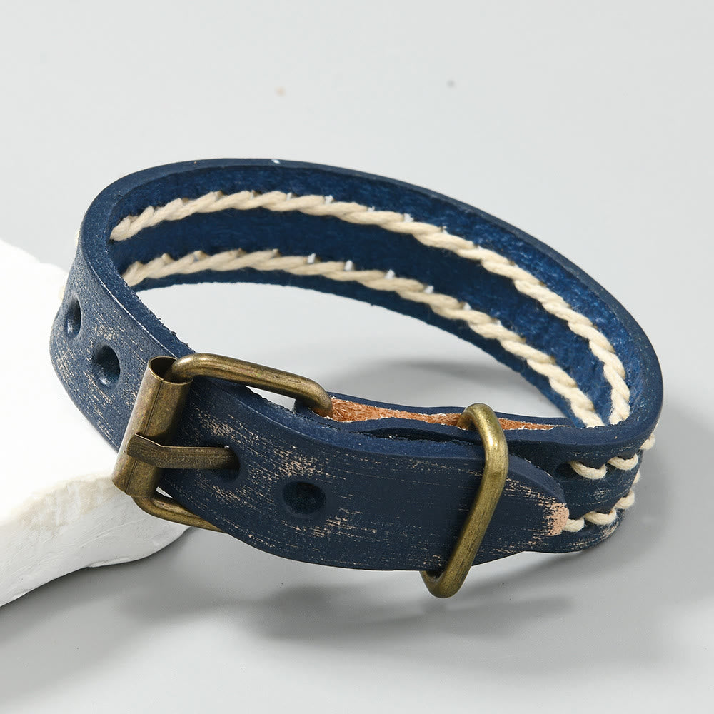 Wear FengShui Vintage Leather Adjustable Buckle Strengthen Bracelet