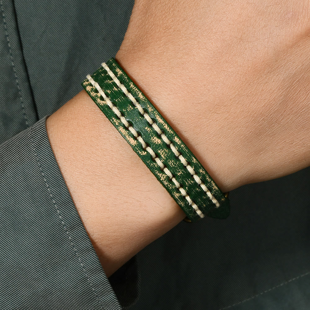Wear FengShui Vintage Leather Adjustable Buckle Strengthen Bracelet