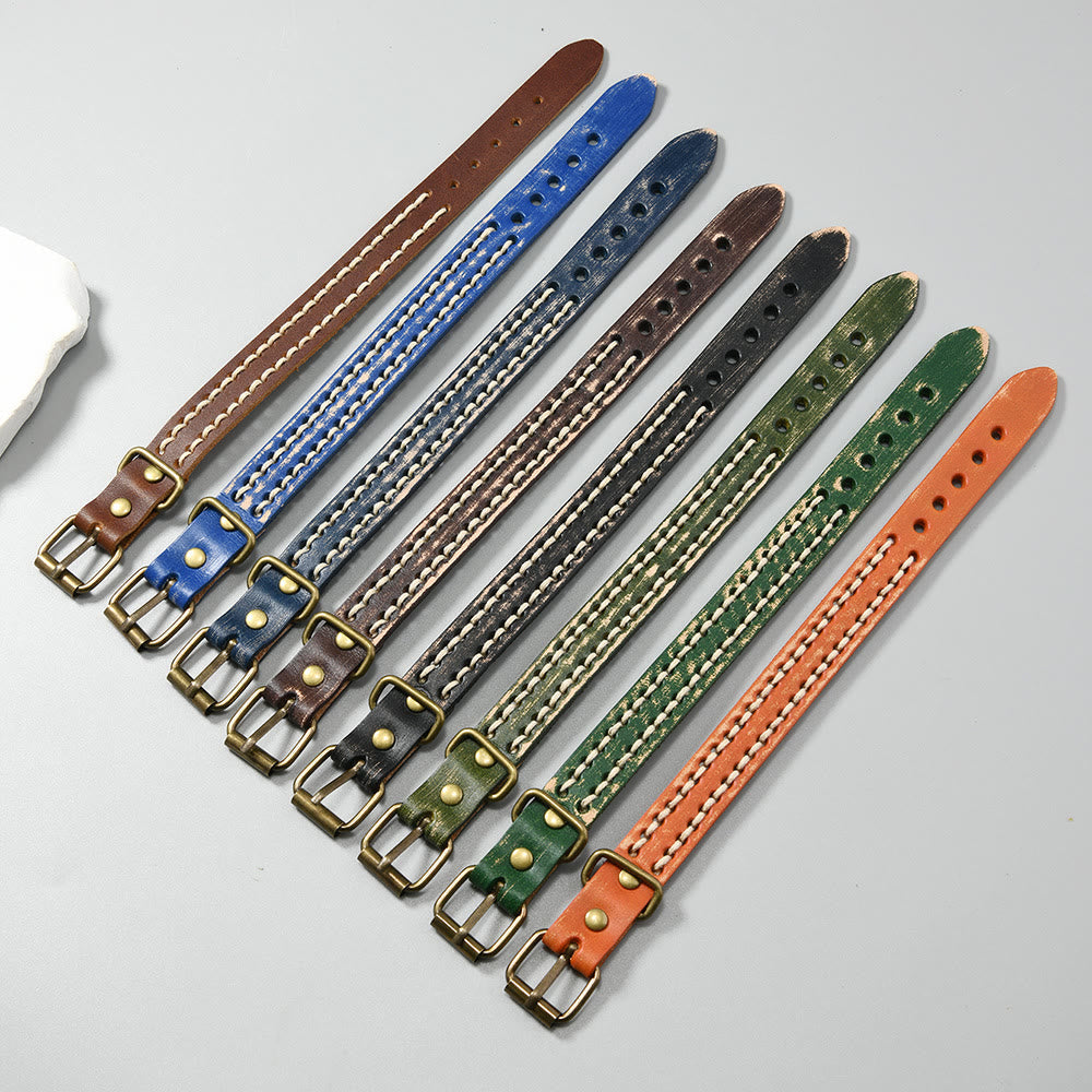 Wear FengShui Vintage Leather Adjustable Buckle Strengthen Bracelet