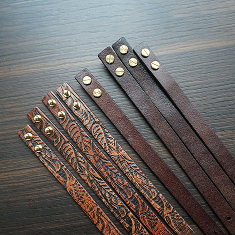 Wear FengShui Vintage Printed Leather Adjustable Buckle Balance Bracelet