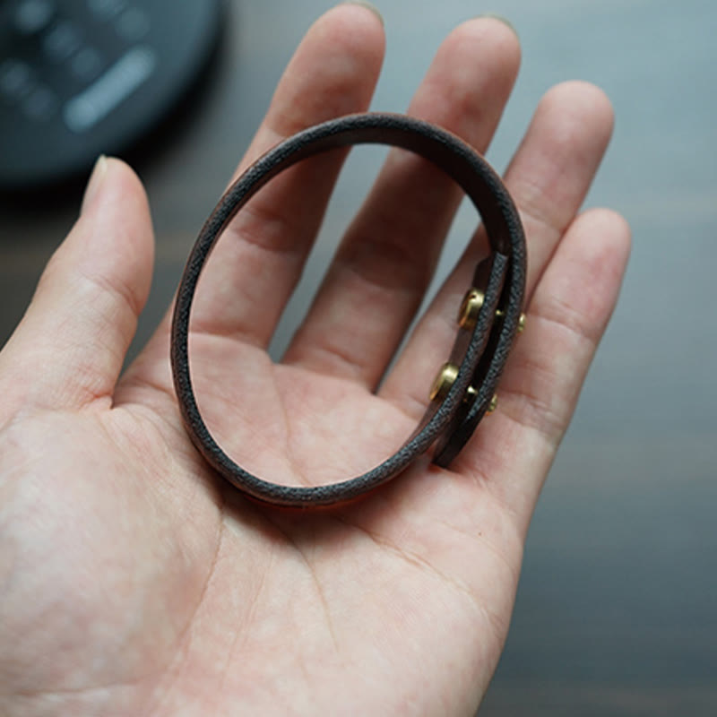 Wear FengShui Vintage Printed Leather Adjustable Buckle Balance Bracelet