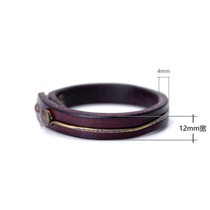 Wear FengShui Vintage Leather Copper Brass Wire Healing Bangle Bracelet