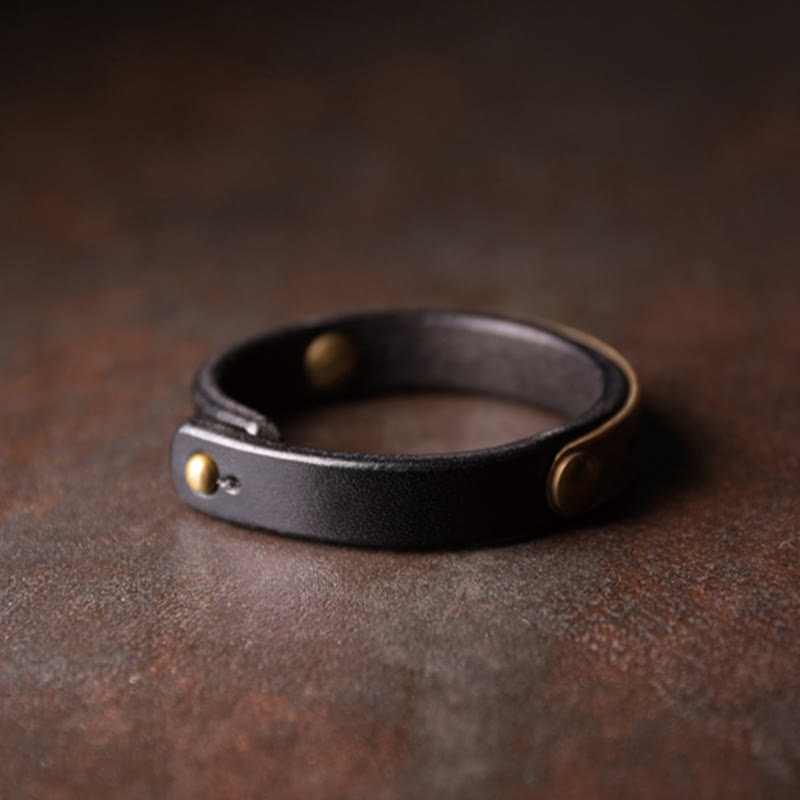 Wear FengShui Vintage Leather Copper Brass Balance Bangle Bracelet