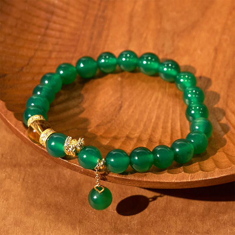 Wear FengShui Year of the Snake Green Agate Citrine Power Bracelet
