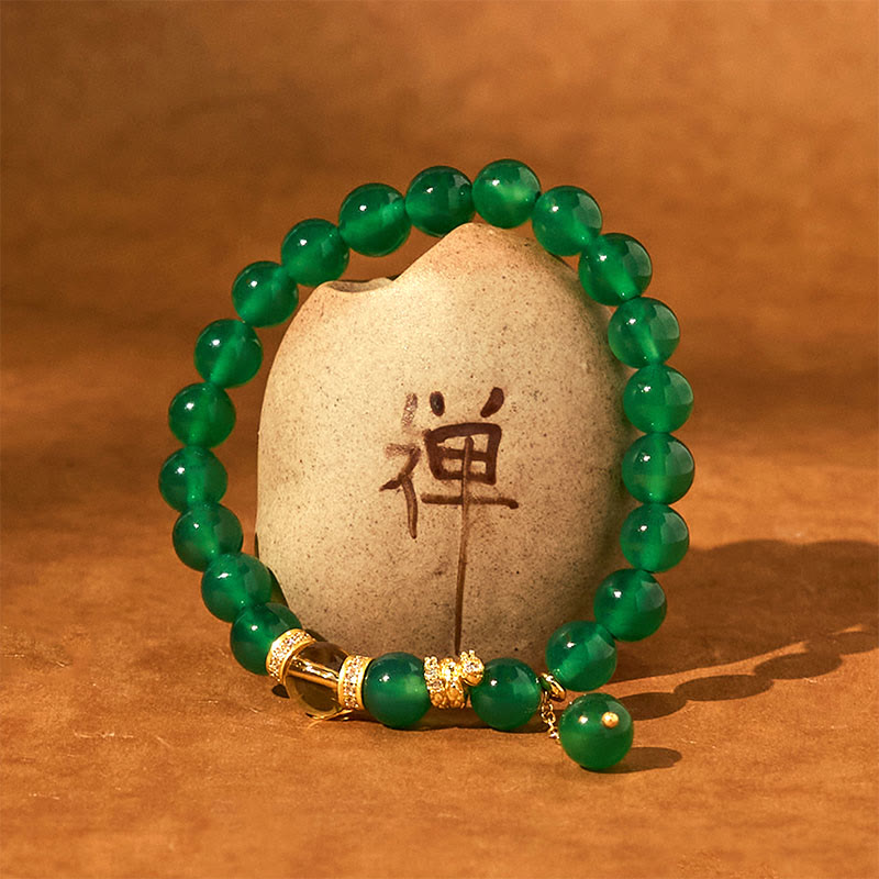 Wear FengShui Year of the Snake Green Agate Citrine Power Bracelet