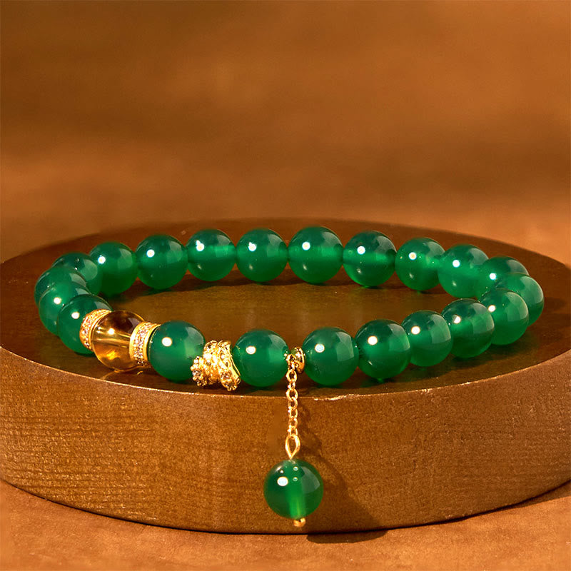 Wear FengShui Year of the Snake Green Agate Citrine Power Bracelet