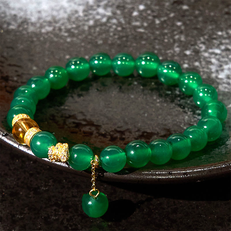 Wear FengShui Year of the Snake Green Agate Citrine Power Bracelet