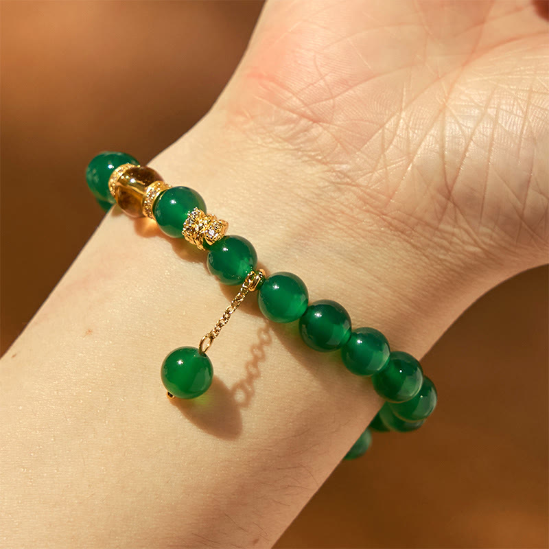 Wear FengShui Year of the Snake Green Agate Citrine Power Bracelet