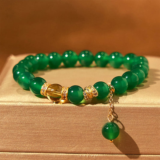 Wear FengShui Year of the Snake Green Agate Citrine Power Bracelet