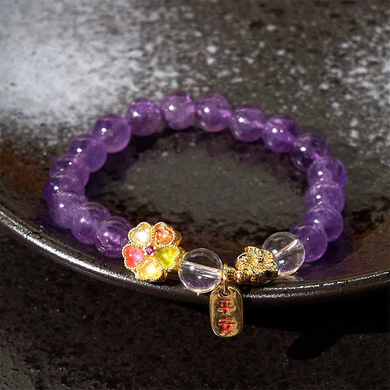 Wear FengShui "All the best for Calm and Wisdom" Amethyst Safe Bracelet Includes Gift Message Card