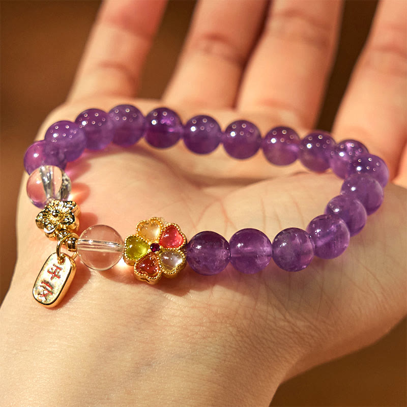 Wear FengShui "All the best for Calm and Wisdom" Amethyst Safe Bracelet Includes Gift Message Card