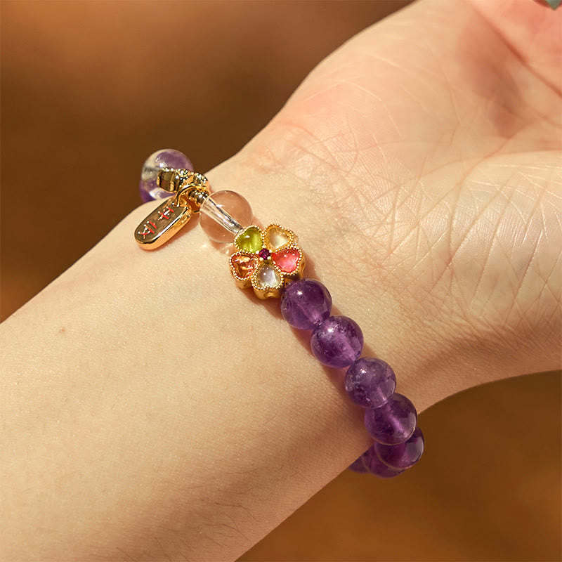 Wear FengShui "All the best for Calm and Wisdom" Amethyst Safe Bracelet Includes Gift Message Card