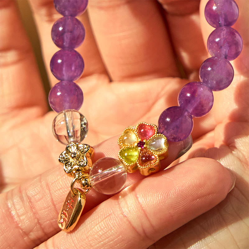 Wear FengShui "All the best for Calm and Wisdom" Amethyst Safe Bracelet Includes Gift Message Card
