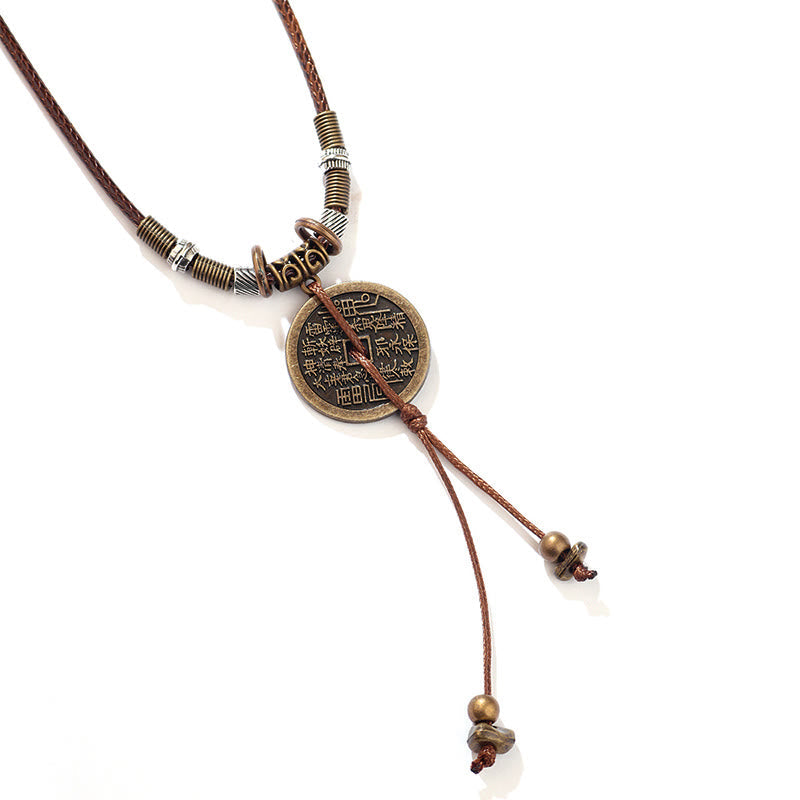 Wear FengShui Mountain Ghosts Spend Money Bagua Alloy Copper Coin Harmony Necklace Pendant