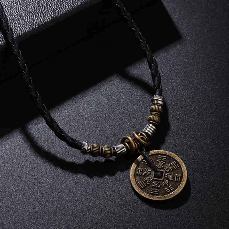 Wear FengShui Mountain Ghosts Spend Money Bagua Alloy Copper Coin Harmony Necklace Pendant