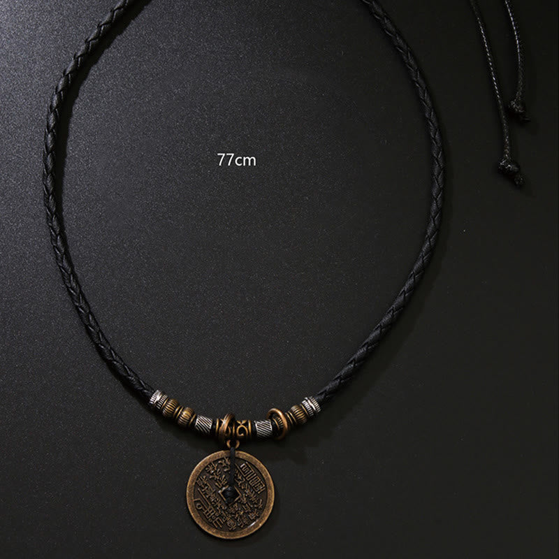 Wear FengShui Mountain Ghosts Spend Money Bagua Alloy Copper Coin Harmony Necklace Pendant