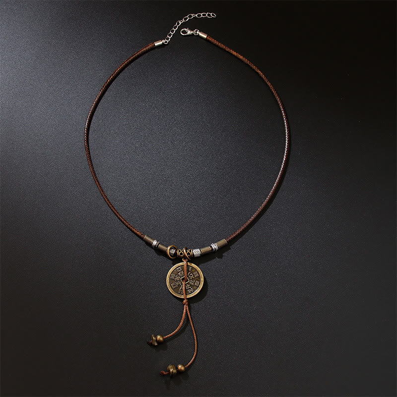 Wear FengShui Mountain Ghosts Spend Money Bagua Alloy Copper Coin Harmony Necklace Pendant