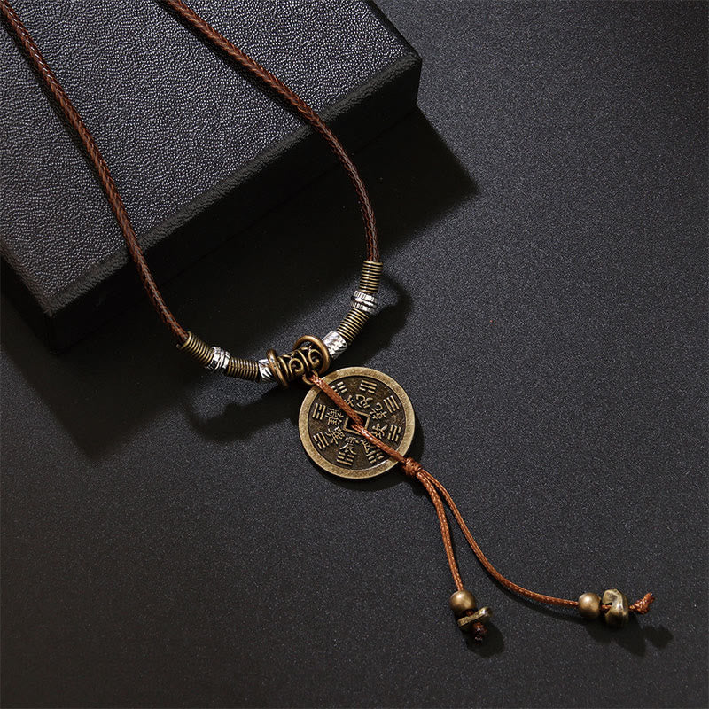 Wear FengShui Mountain Ghosts Spend Money Bagua Alloy Copper Coin Harmony Necklace Pendant