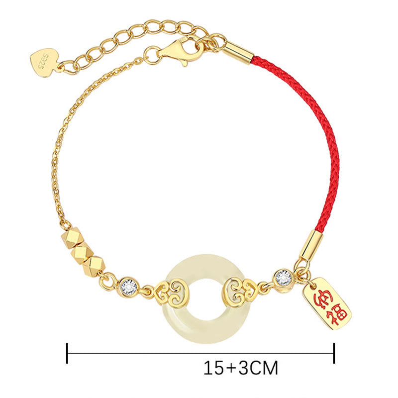 Wear FengShui 925 Sterling Silver Natural Hetian Jade Gourd Peace Buckle Zircon Luck Bracelet Necklace Pendant Earrings